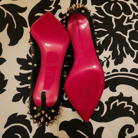 Christian Louboutin Black Heels with Gold Studs - Picture 2 of 4
